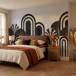 papier peint panoramique marbre arches art deco dorees motifs eventails fond bla-VARIANTE-6