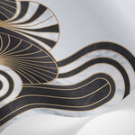 Papier peint panoramique marbre - Arches art déco dorées motifs éventails fond blanc veiné sur mesure - Matière