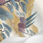 Papier peint panoramique marbre - Veines dorées effet luxueux fond beige crème et rehauts or sur mesure - Matière