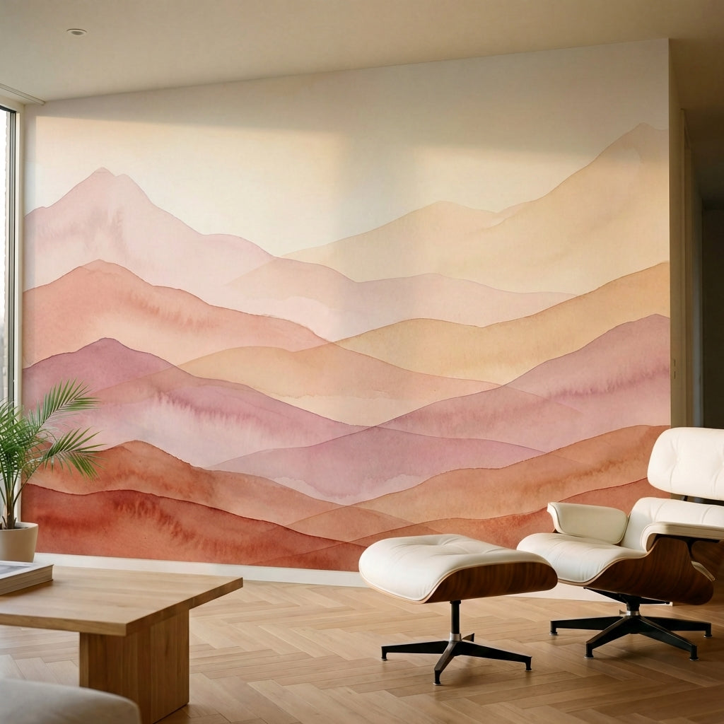 papier peint panoramique moderne montagnes stylisees couches superposees tons be-1