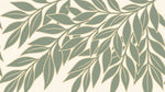 Papier peint panoramique nature - Branchages feuillage stylisé ondulant tons vert sauge et beige crème sur mesure - Design