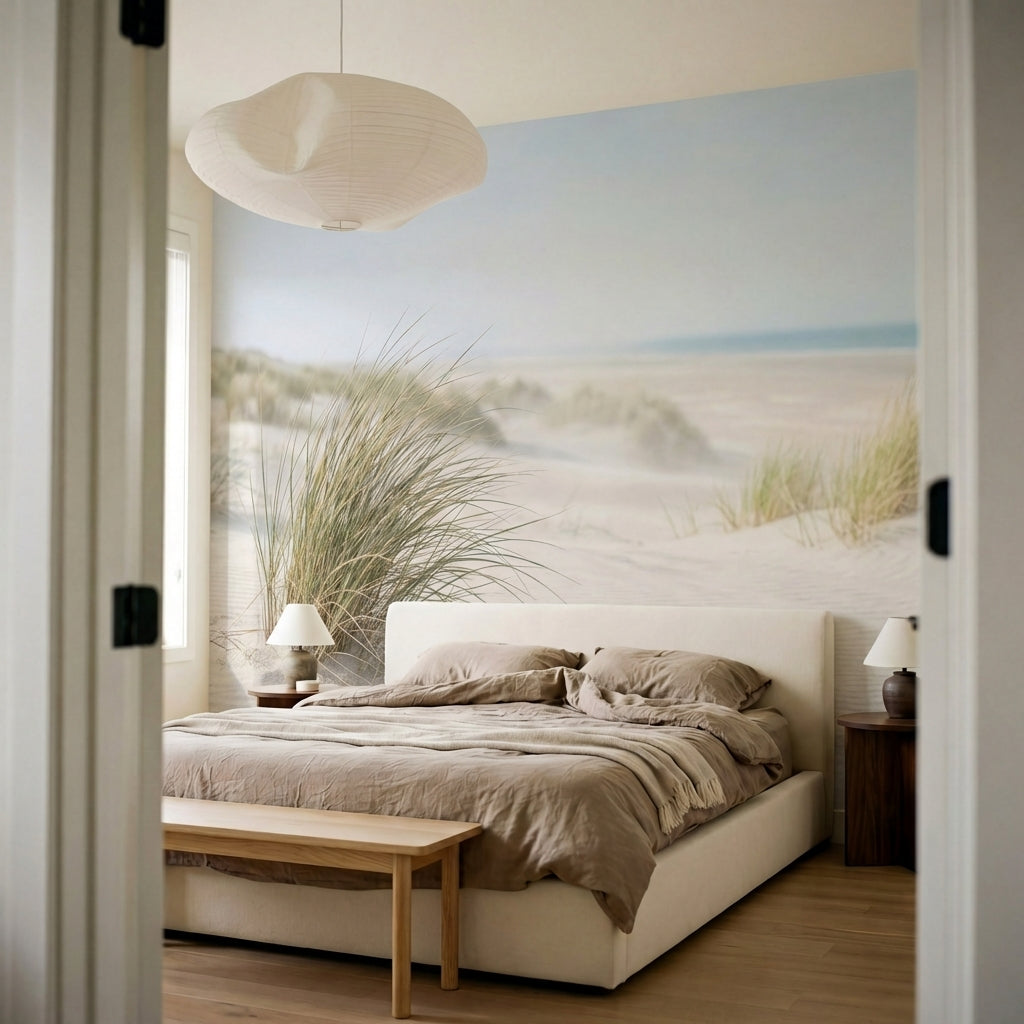 papier peint panoramique nature dunes cotieres herbes sauvages sable blanc et ci-8