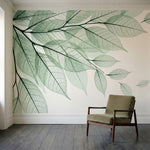 papier peint panoramique nature feuillages transparents nervures delicates tons -1
