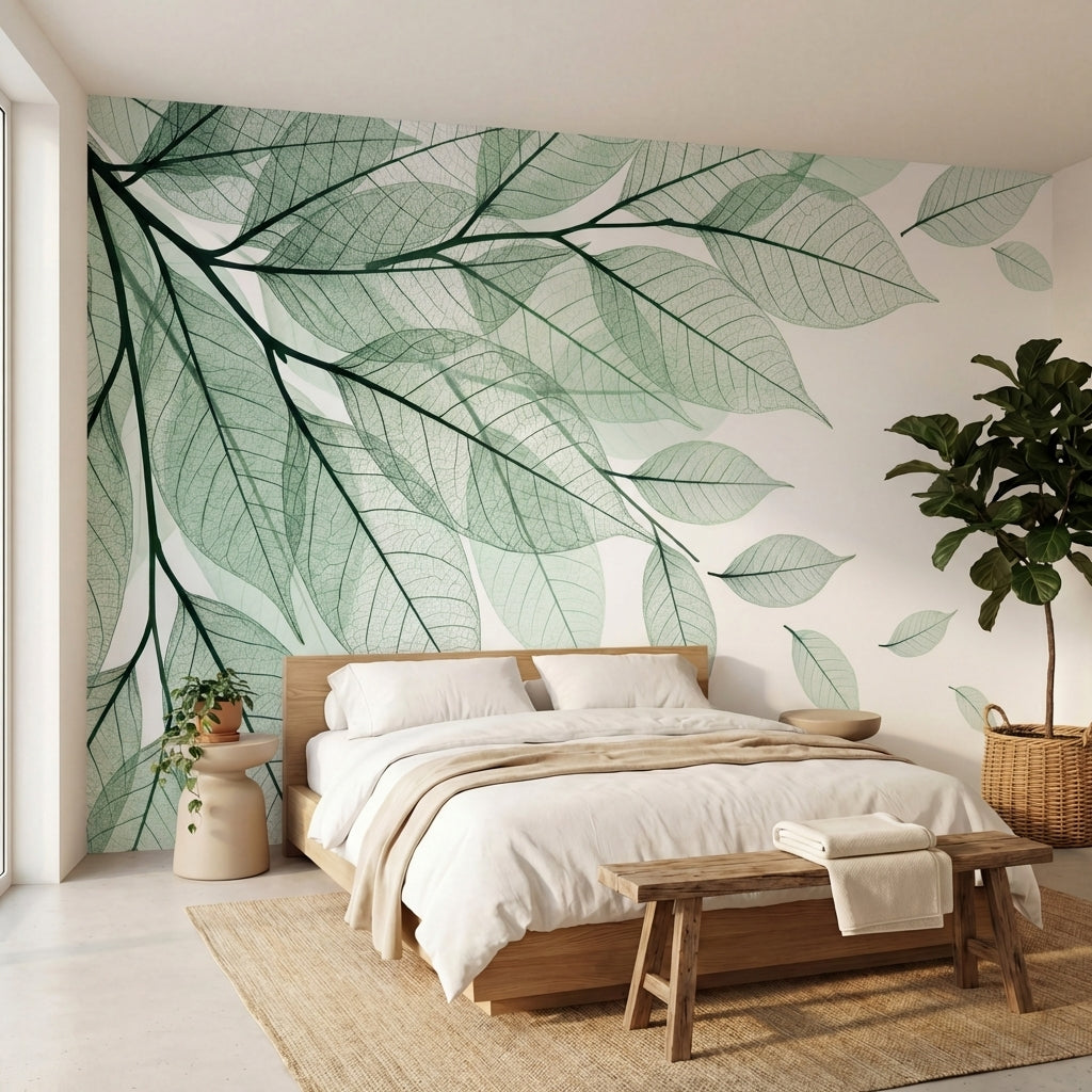 papier peint panoramique nature feuillages transparents nervures delicates tons -VARIANTE-10