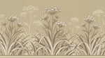 Papier peint panoramique nature - Fleurs sauvages ombellifères graminées fond beige naturel sur mesure - Design