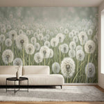 papier peint panoramique nature pissenlits graines volantes prairie champ tons b-2
