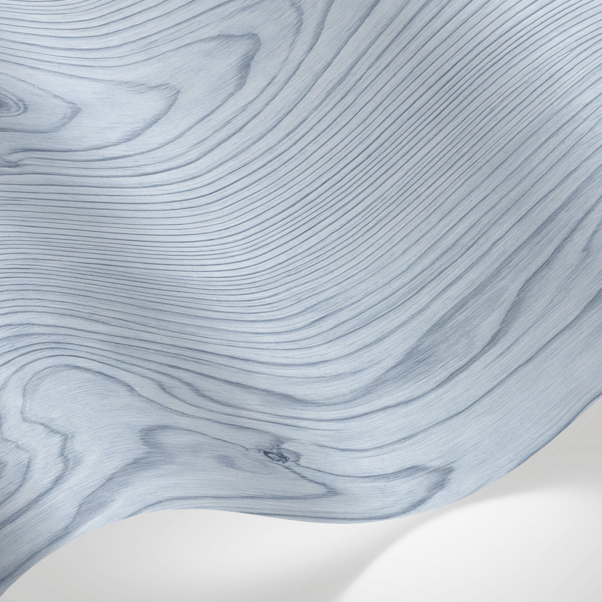 Papier peint panoramique nature - Veines bois organiques ondulantes tons bleu gris et blanc crème sur mesure - Matière