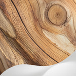 Papier peint panoramique nature - Veines bois sculpté nœuds naturels tons beige miel et brun sur mesure - Matière