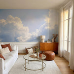 papier peint panoramique nuage ciel vaporeux cumulus volumineux tons bleu pastel-VARIANTE-8