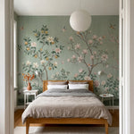 papier peint panoramique oiseaux et fleurs jardin chinois magnolias cerisier gru-8