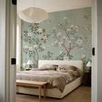 papier peint panoramique oiseaux et fleurs jardin chinois magnolias cerisier gru-9