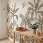 papier peint panoramique oiseaux toucan perroquet jungle tropicale tons beige cr-7