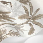 Papier peint panoramique oiseaux - Toucan perroquet jungle tropicale tons beige crème et brun sur mesure - Matière