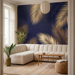papier peint panoramique palmier dore feuilles tropicales nervures detaillees fo-8