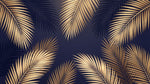 Papier peint panoramique palmier doré - Feuilles tropicales nervures détaillées fond bleu nuit profond sur mesure - Design