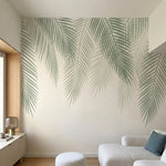papier peint panoramique palmier feuillage tropical superpose tons vert sauge be-HERO-7