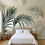 papier peint panoramique palmier fronds tropicales elegantes tons vert sauge et -2