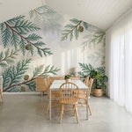 papier peint panoramique pin branches coniferes pommes superposees tons vert sau-VARIANTE-10