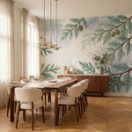 papier peint panoramique pin branches coniferes pommes superposees tons vert sau-VARIANTE-9