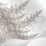 Papier peint panoramique pin - Sapins montagne dessin gravure tons beige et blanc crème sur mesure - Matière