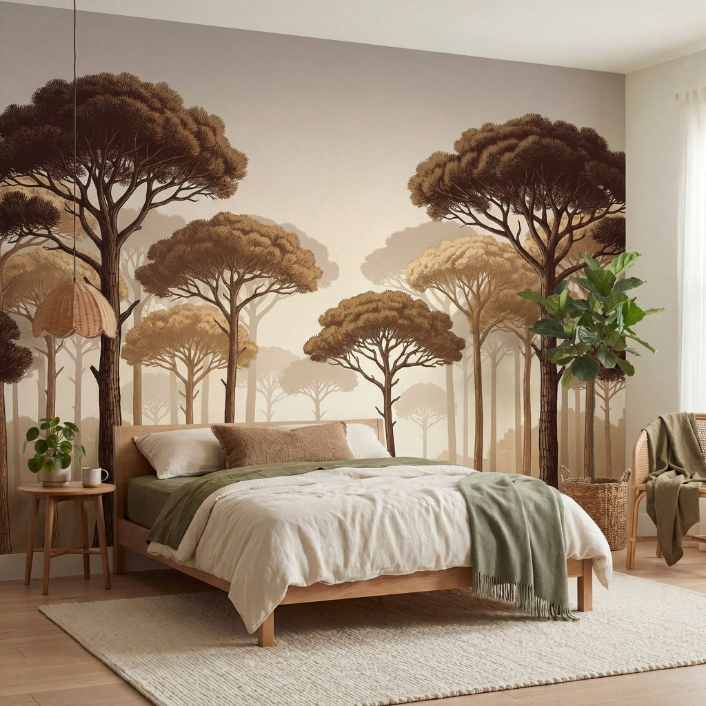 papier peint panoramique pins parasol arbres mediterraneens silhouettes elancees-VARIANTE-10