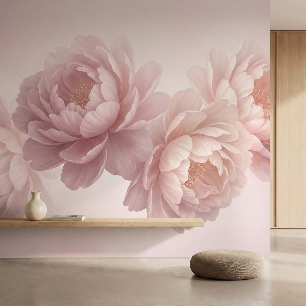 papier peint panoramique pivoine fleurs delicates multicouches petales soyeux to-1