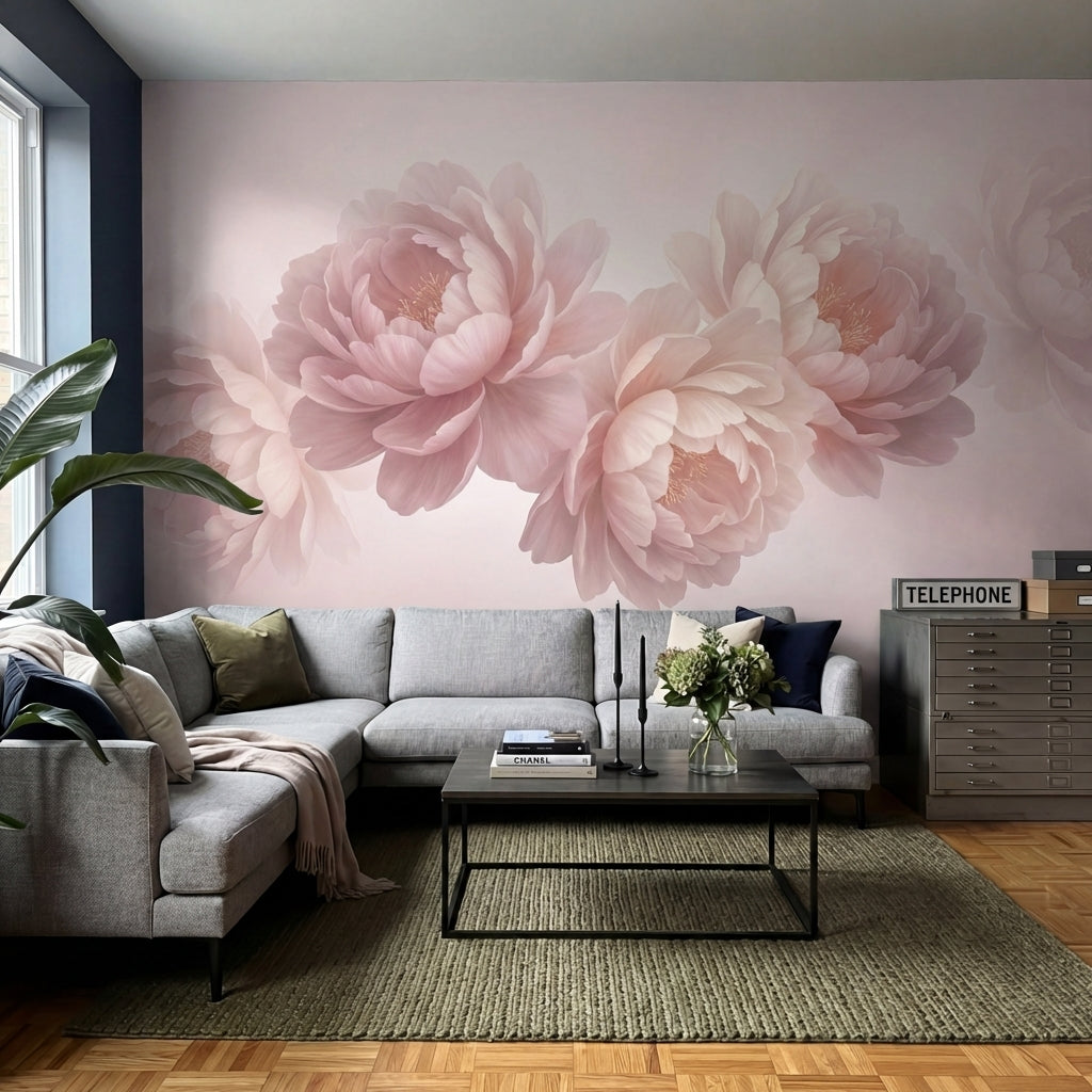 papier peint panoramique pivoine fleurs delicates multicouches petales soyeux to-6