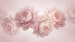 Papier peint panoramique pivoine - Fleurs délicates multicouches pétales soyeux tons rose poudré et beige crème sur mesure - Design