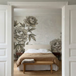 papier peint panoramique pivoine pivoines delicates feuillage detaille gravure b-VARIANTE-6