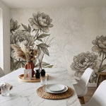 papier peint panoramique pivoine pivoines delicates feuillage detaille gravure b-VARIANTE-7