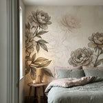 papier peint panoramique pivoine pivoines delicates feuillage detaille gravure b-VARIANTE-8