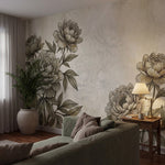 papier peint panoramique pivoine pivoines delicates feuillage detaille gravure b-VARIANTE-9