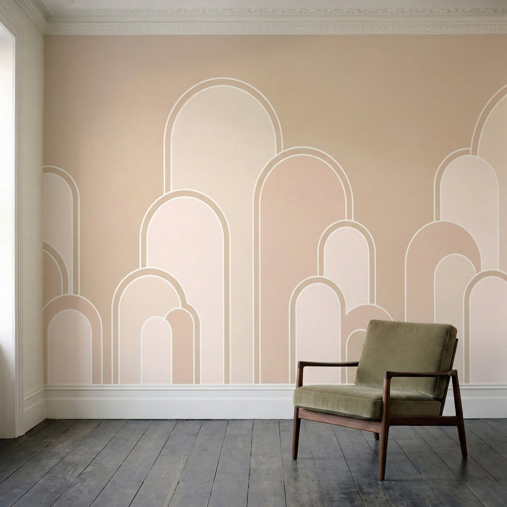 papier peint panoramique rose poudre arches geometriques entrelacees motifs repe-2