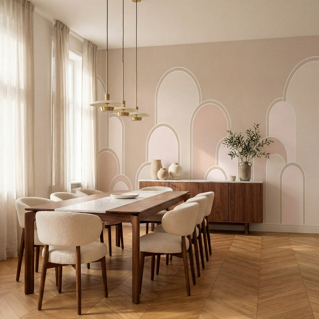 papier peint panoramique rose poudre arches geometriques entrelacees motifs repe-VARIANTE-7
