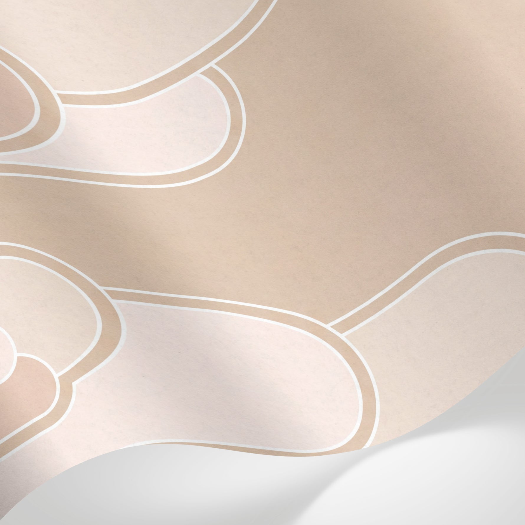 Papier peint panoramique rose poudré - Arches géométriques entrelacées motifs répétitifs fond rose et beige sur mesure - Matière