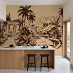 papier peint panoramique tropical jardin mauresque palmiers fontaines arcades fo-1