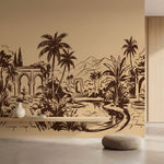 papier peint panoramique tropical jardin mauresque palmiers fontaines arcades fo-2