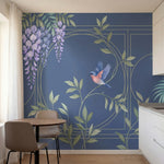 papier peint panoramique tropical oiseau glycines violettes feuilles palmier fon-3