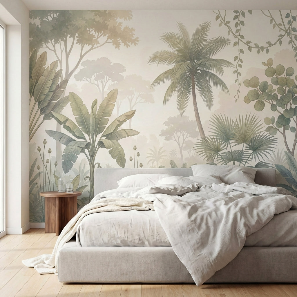 papier peint panoramique tropical palmiers bananier eucalyptus lianes suspendues-HERO-6
