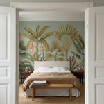papier peint panoramique tropical palmiers bananiers feuillage exotique tons ver-6