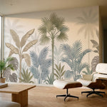 papier peint panoramique tropical palmiers bananiers feuillage superpose tons be-1
