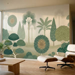 papier peint panoramique tropical palmiers bananiers succulentes florales fond b-2
