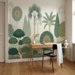 papier peint panoramique tropical palmiers bananiers succulentes florales fond b-8