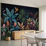 papier peint panoramique tropical palmiers colibri papillons feuillage exotique -4