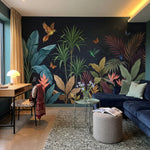 papier peint panoramique tropical palmiers colibri papillons feuillage exotique -6