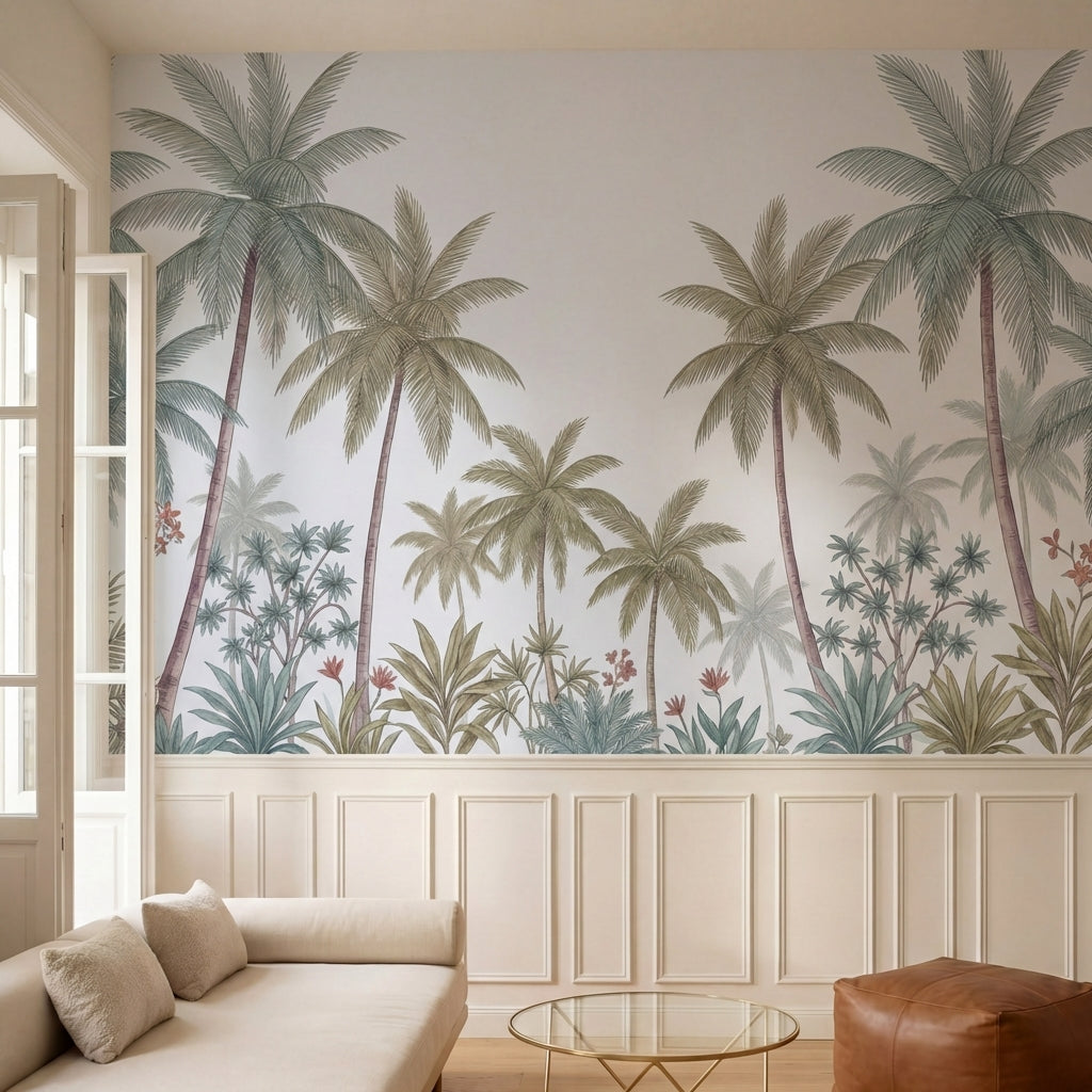 papier peint panoramique tropical palmiers feuillage luxuriant vegetation exotiq-3