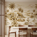 papier peint panoramique tropical palmiers fontaines architecture mauresque fond-3