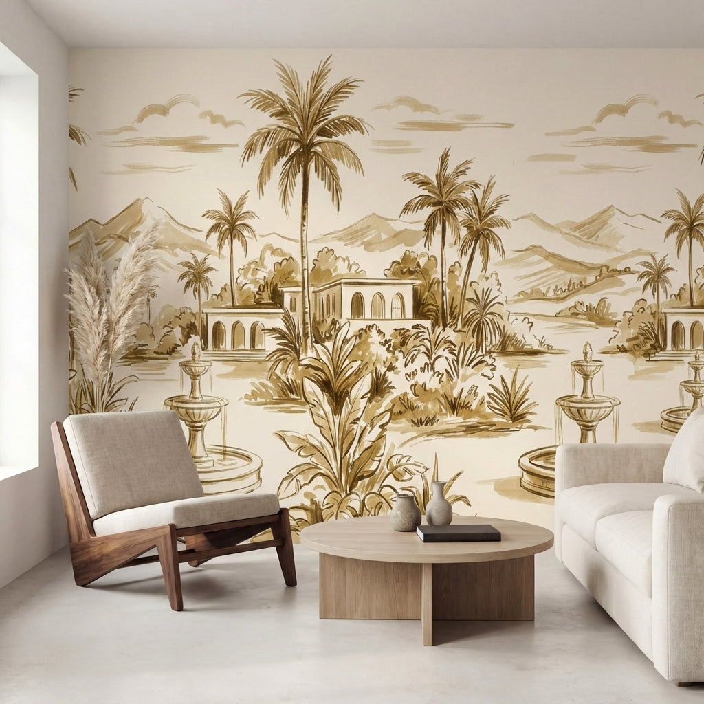 papier peint panoramique tropical palmiers fontaines architecture mauresque fond-VARIANTE-8