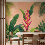 papier peint panoramique tropical palmiers heliconias feuilles bananier jungle l-2