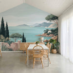 papier peint panoramique tropical paysage cotier mediterraneen pins parasols vil-7